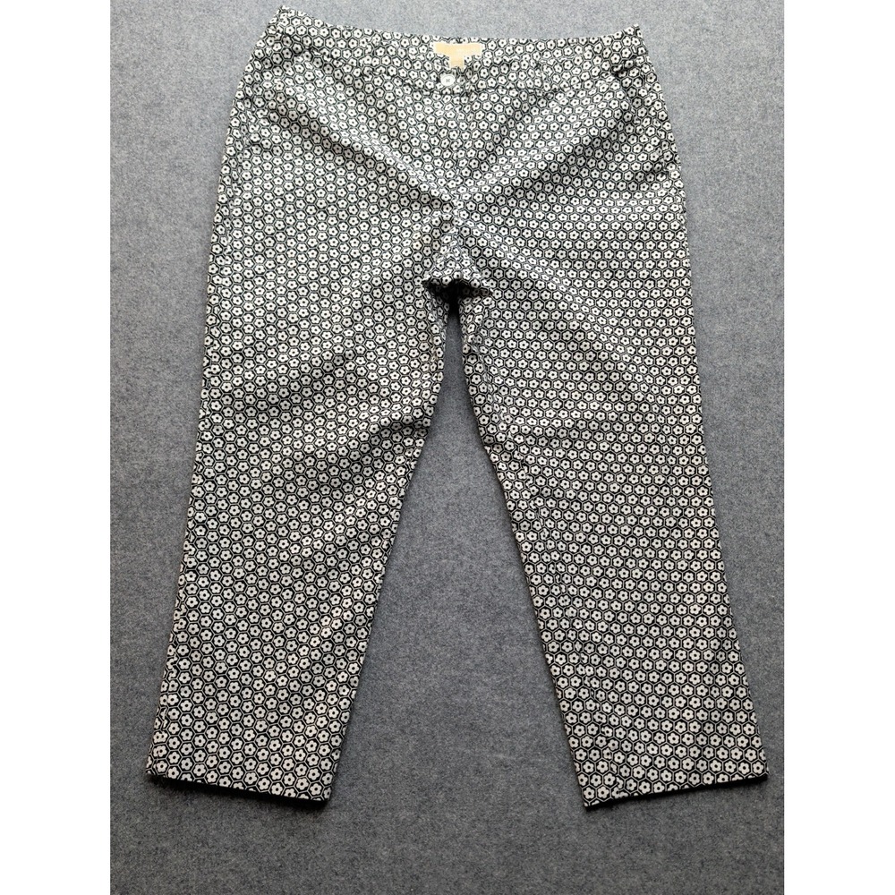 Michael Kors Women's Pants Floral Straight Leg Capris Black & White  Size 16